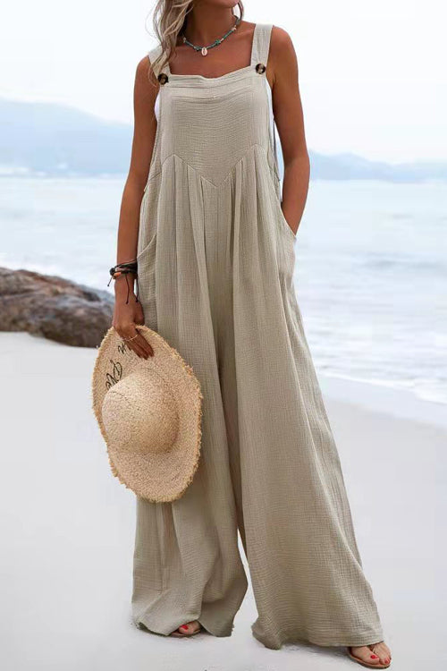 Chique Overall mit breiten Hosenbeinen und Knopfdetails