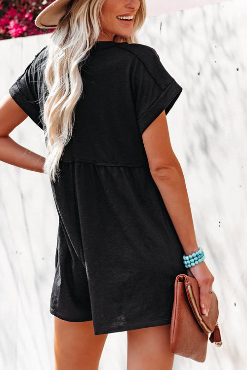 Chicer Business Kurzer Jumpsuit mit Kurzen Ärmeln