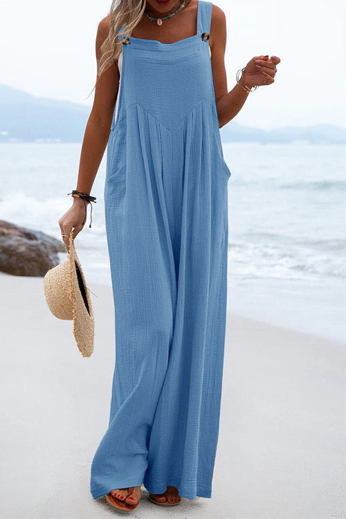 Chique Overall mit breiten Hosenbeinen und Knopfdetails