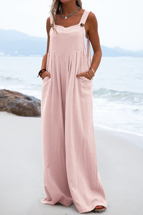Chique Overall mit breiten Hosenbeinen und Knopfdetails