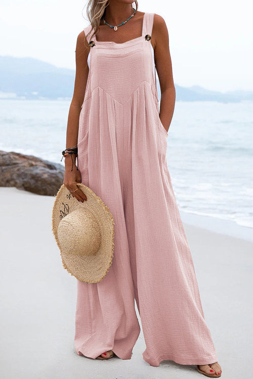 Chique Overall mit breiten Hosenbeinen und Knopfdetails