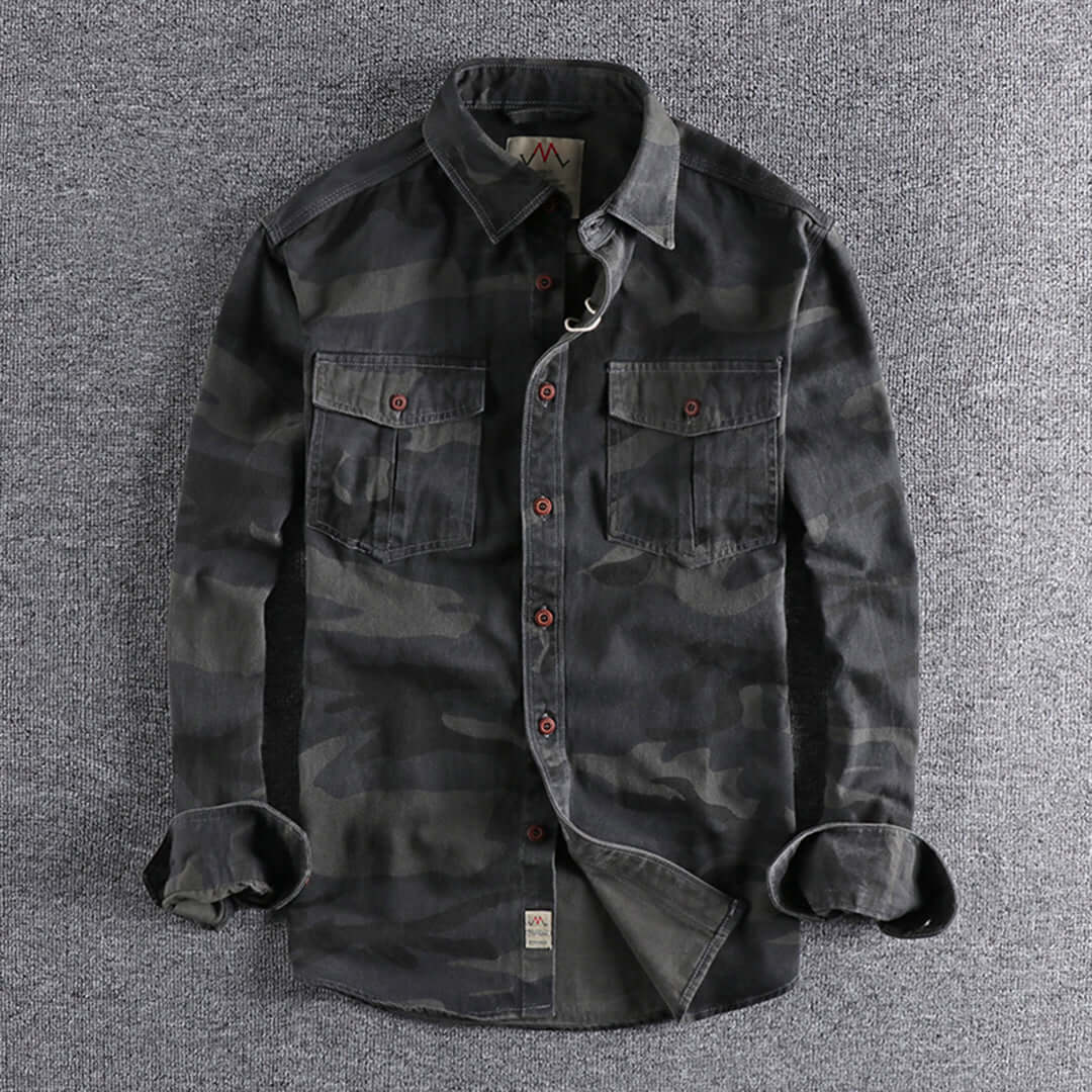 Robustes Herren Langarmhemd Camouflage