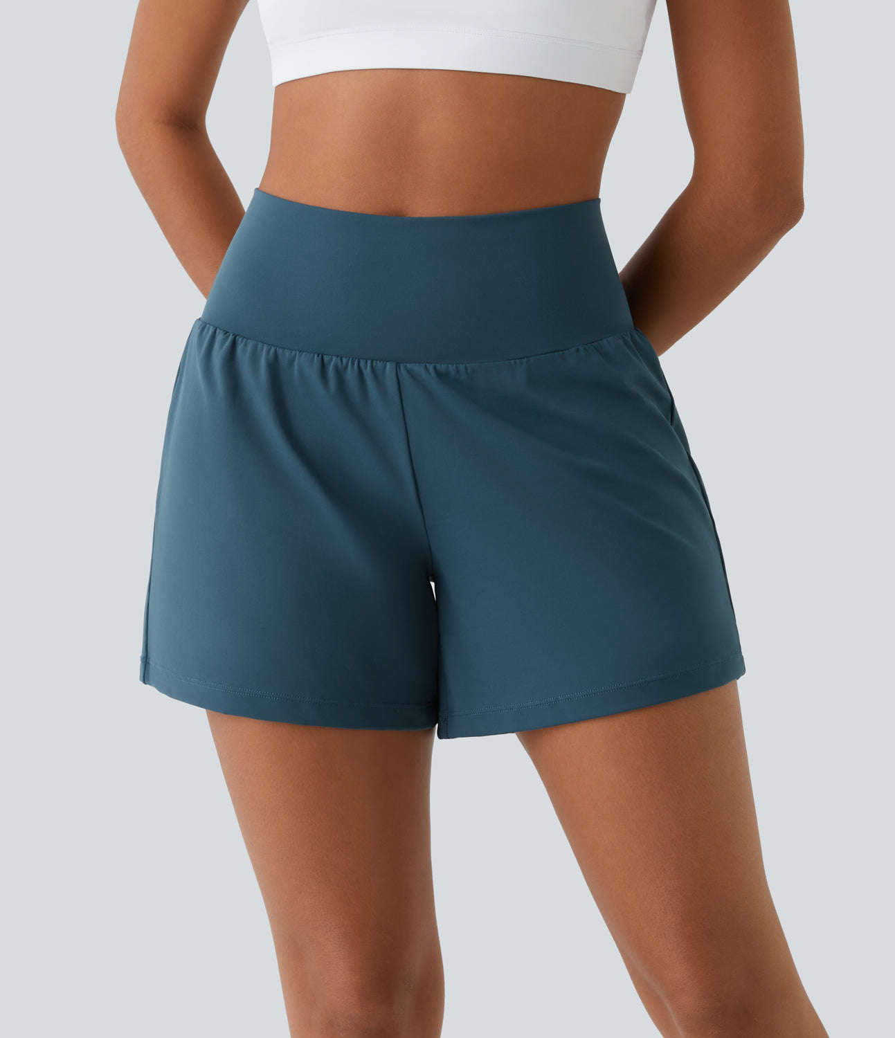 Ansley™ | 2-in-1-Yoga-Shorts mit hohem Bund, Gesäßtasche und Seitentasche