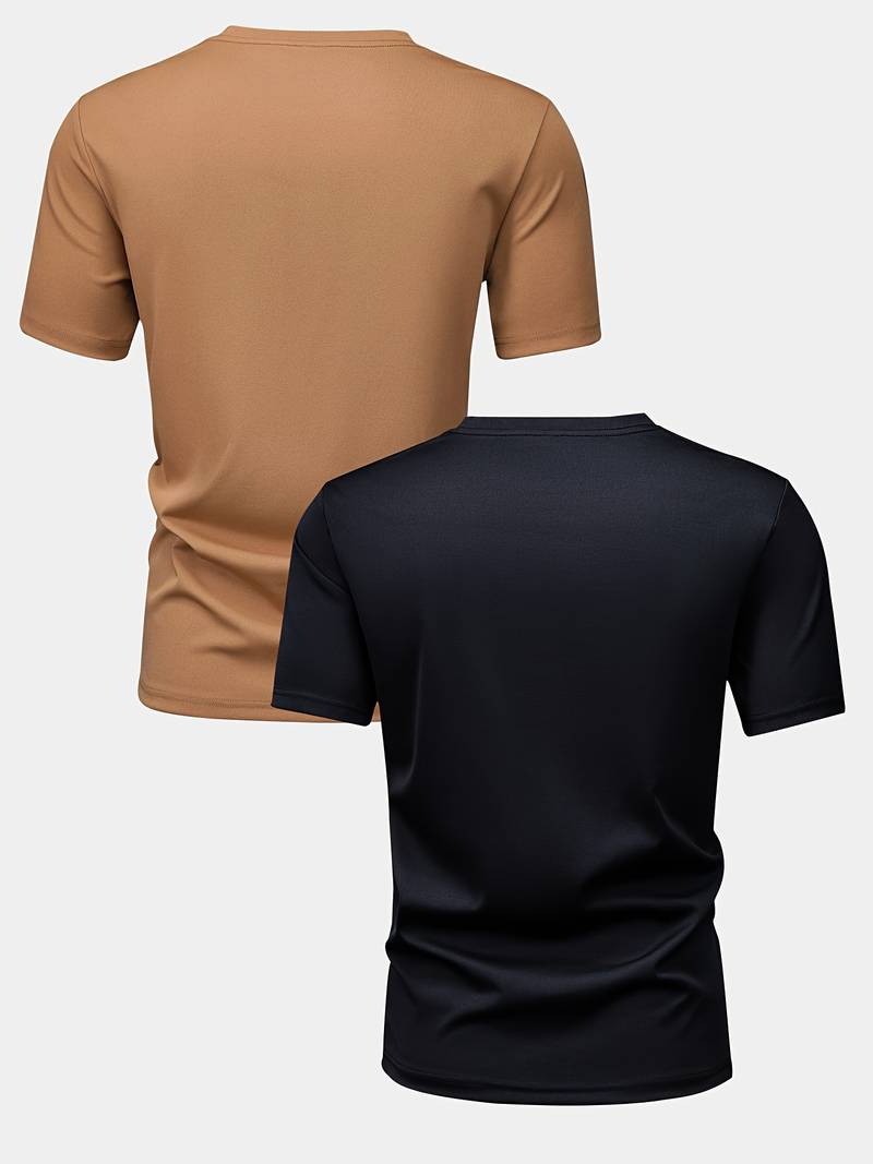 2-Teiliges, klassisches Kurzarm-T-Shirt für Herren