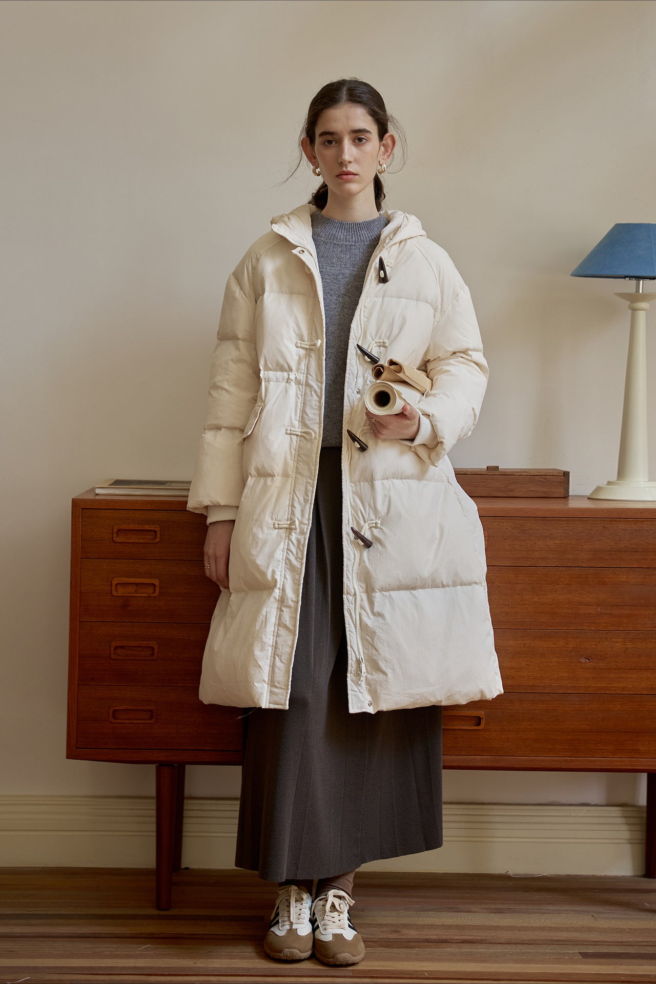 Langer Winter-Puffermantel für Damen