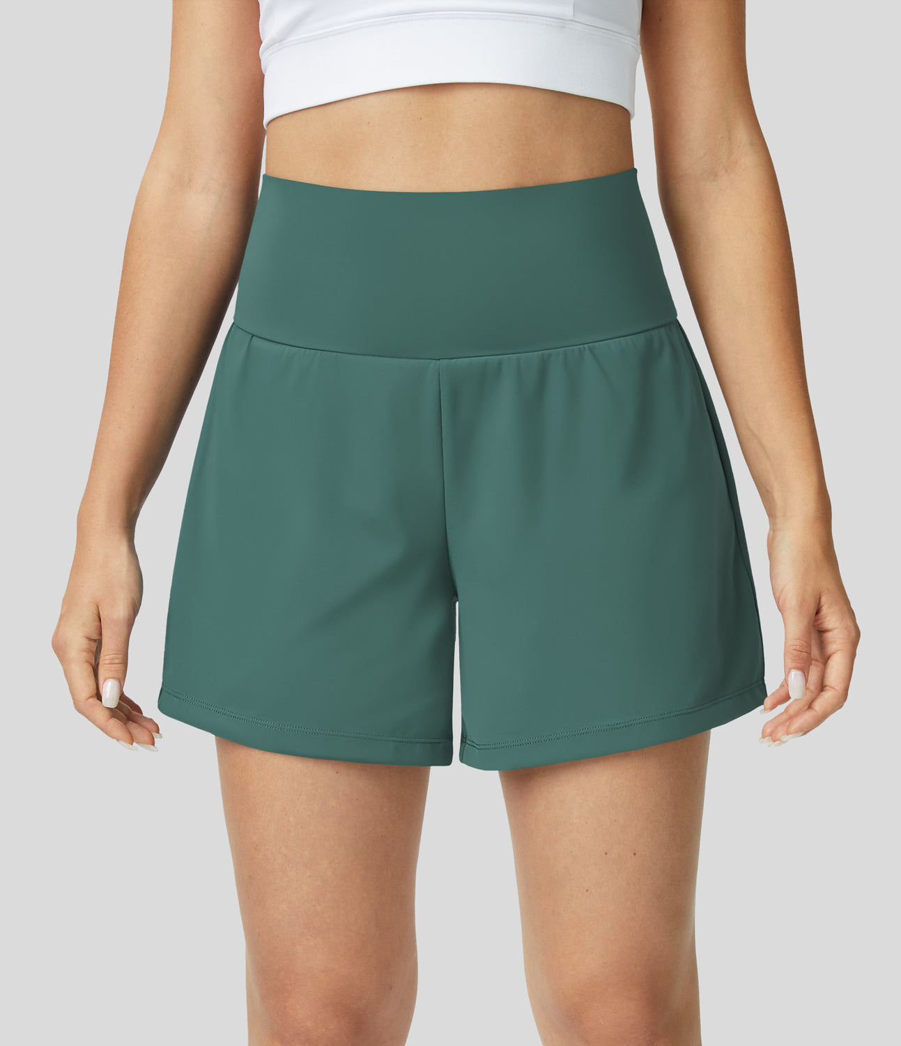 Ansley™ | 2-in-1-Yoga-Shorts mit hohem Bund, Gesäßtasche und Seitentasche