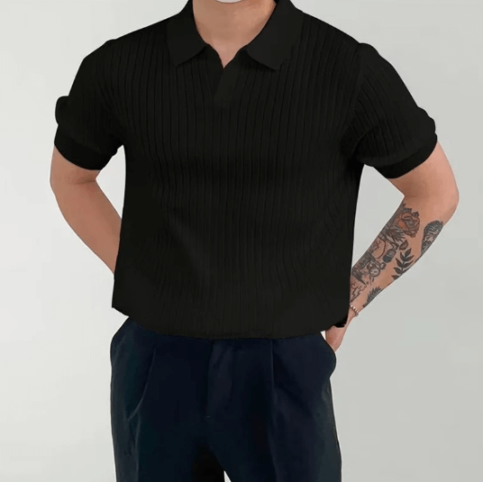 Geripptes Baumwoll-Poloshirt für Herren