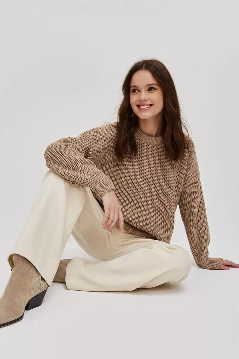 Warmer Taupe-Strickpullover