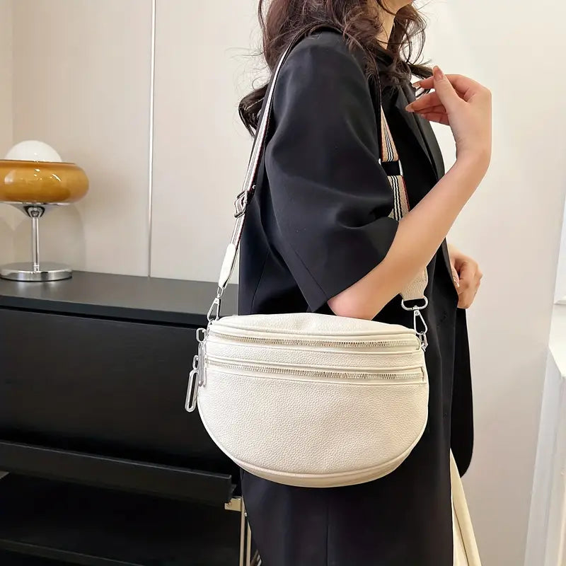 Leder-Umhängetasche mit Riemen für Frauen