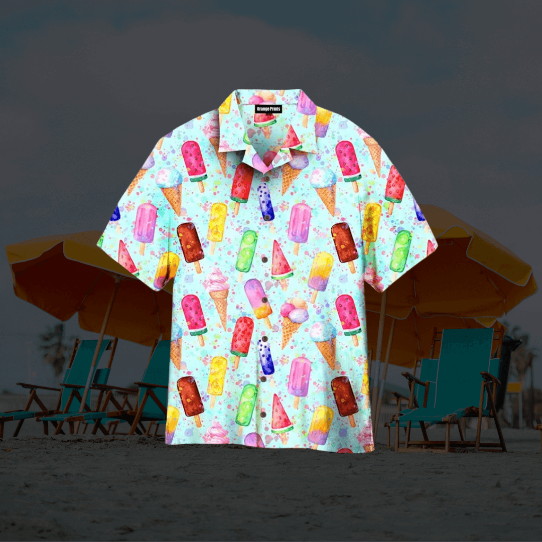 Sommerhemd Herren Kurzarm Eiscreme-Print