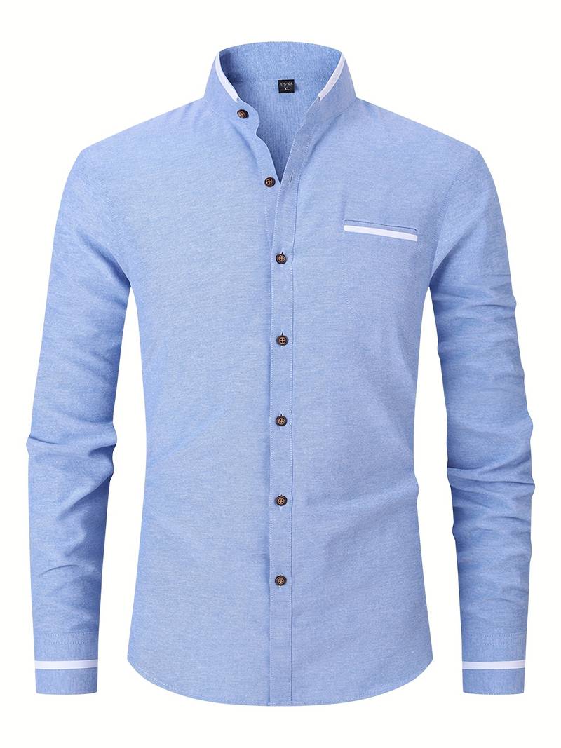Herren Herbst Langarmhemd mit Kragen