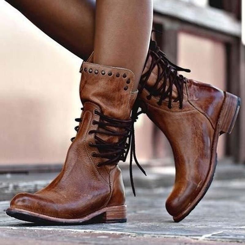 Dorothea™ - Lederstiefel mit Schnürsenkeln