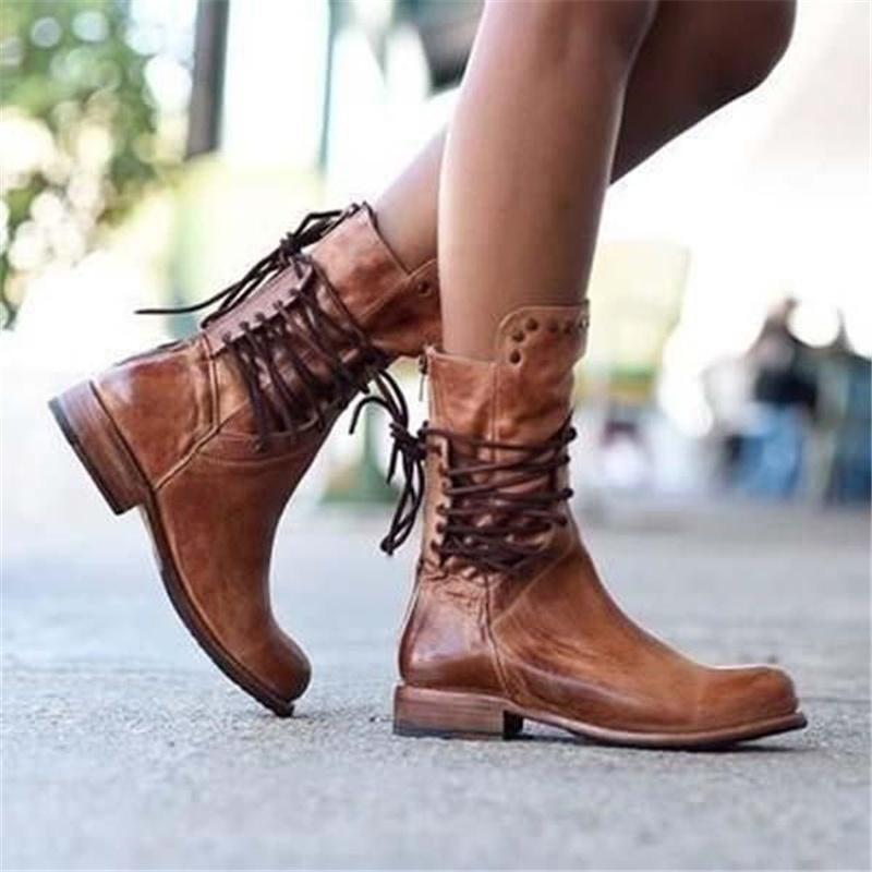 Dorothea™ - Lederstiefel mit Schnürsenkeln