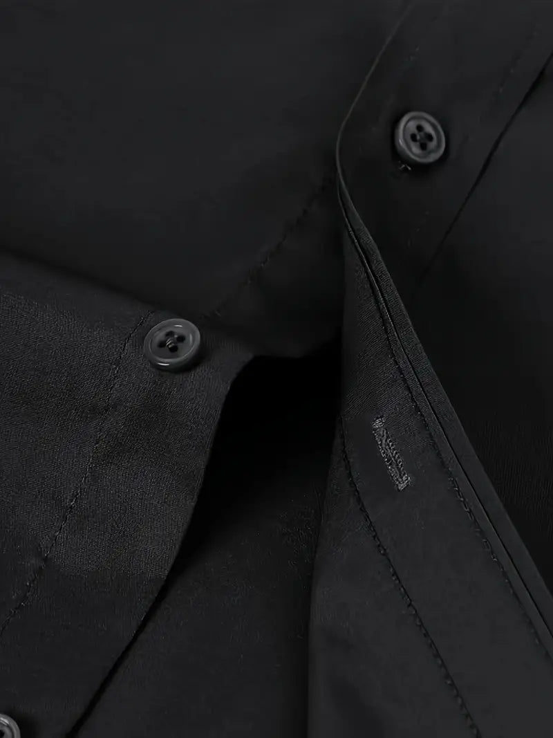 Schwarzes Herrenhemd Elegant Slim Langarm – Alviro