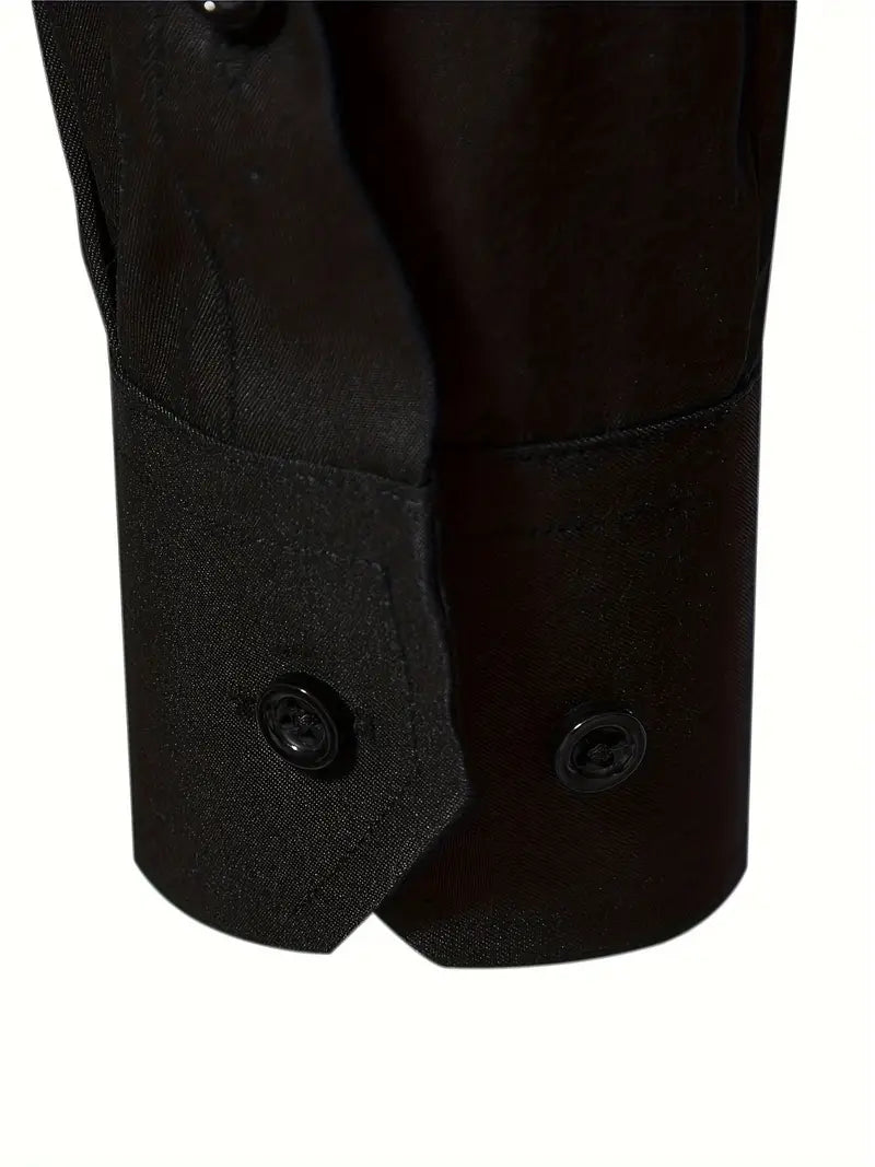 Schwarzes Herrenhemd Elegant Slim Langarm – Alviro