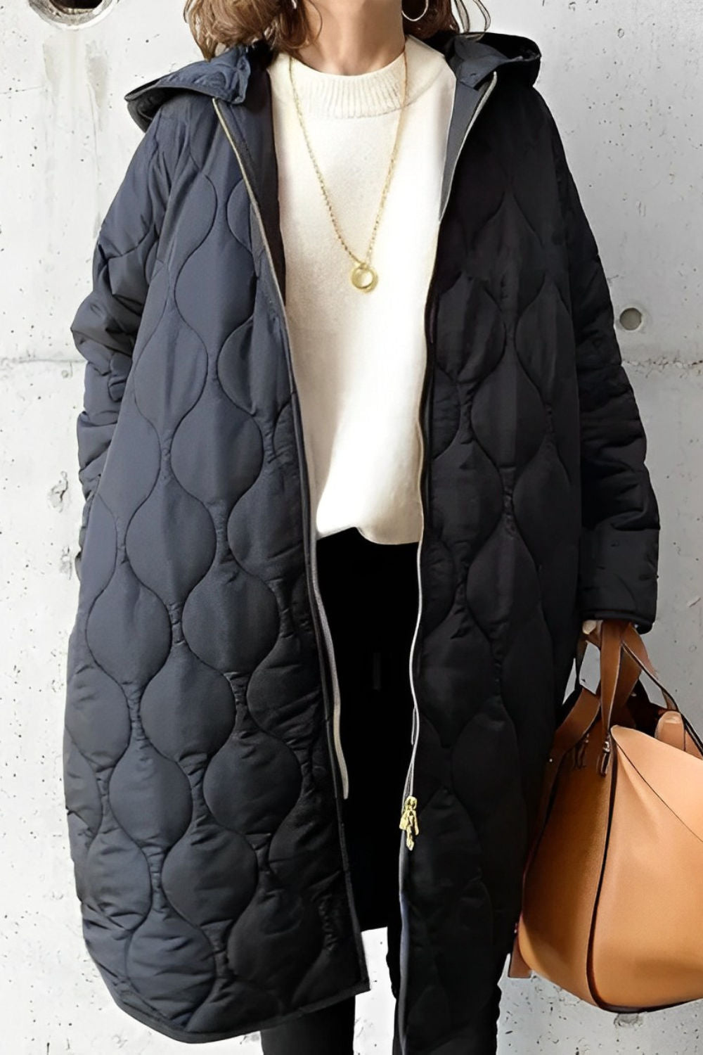 Ilse | Neu Lässiger Parka-Mantel mit Kapuze aus Argyle