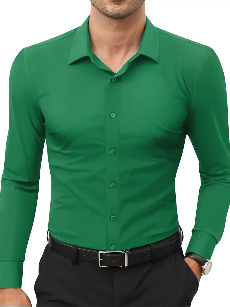 Schwarzes Herrenhemd Elegant Slim Langarm – Alviro