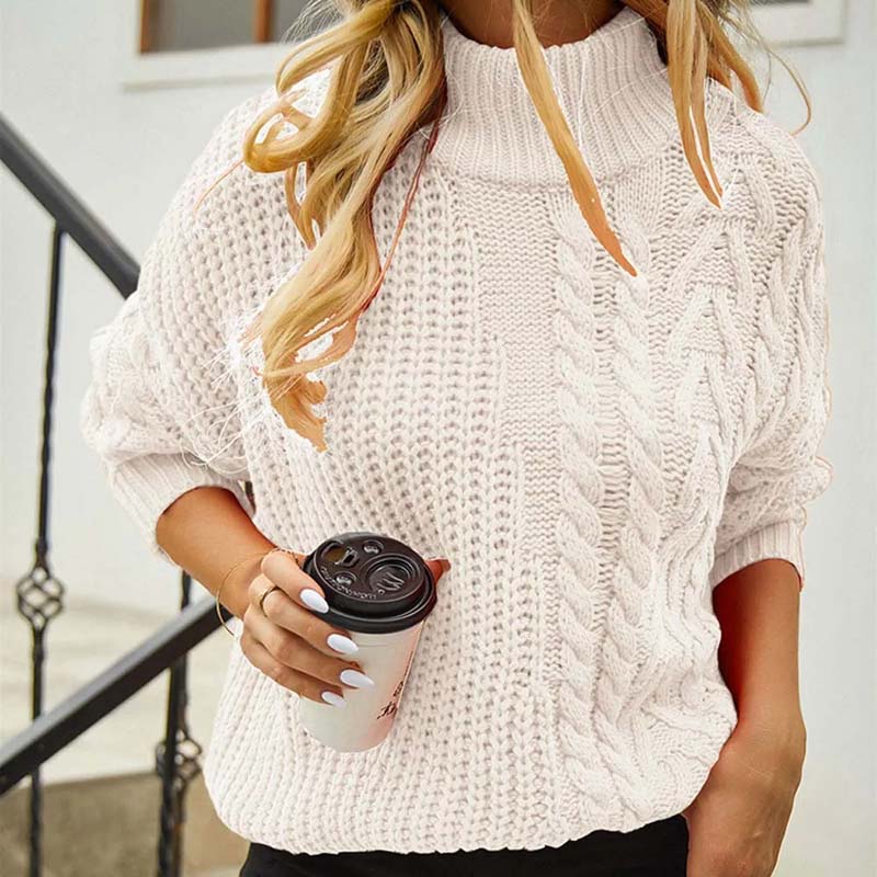 Lässiger Pullover Mit Zopfmuster