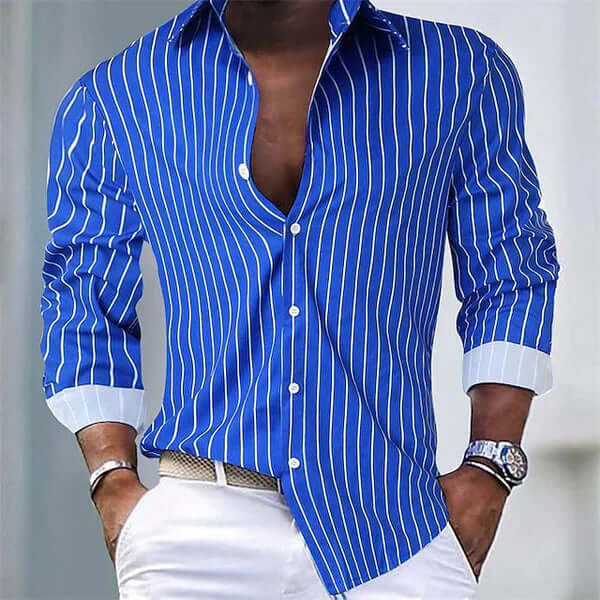 Seidenhemd Herren - Elegant Gestreift