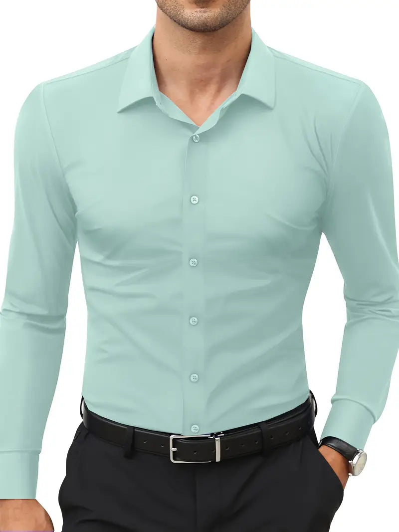 Schwarzes Herrenhemd Elegant Slim Langarm – Alviro