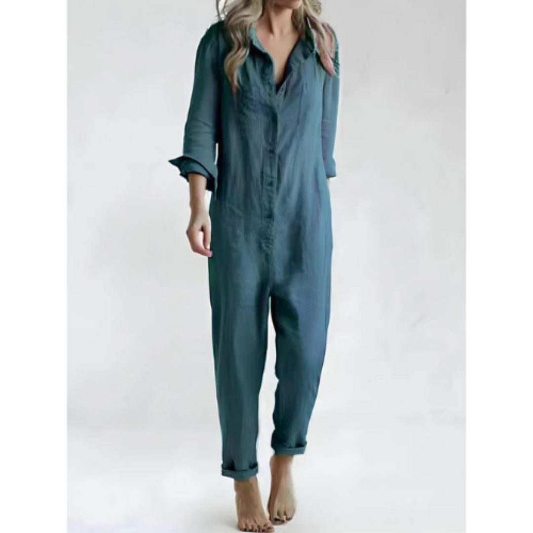 Avrilam | Damen Knöpfbarer Jumpsuit | Langärmelig