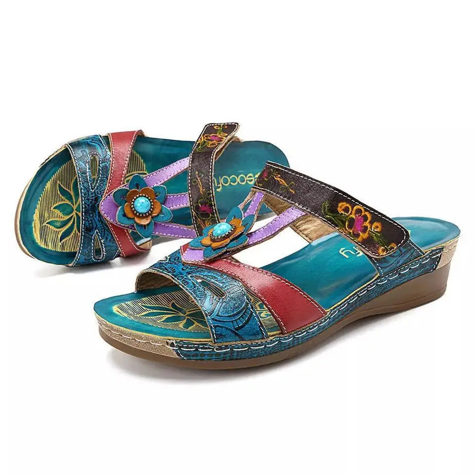 Hannah - Orthopädische Sandalen mit handgefertigten Drucken