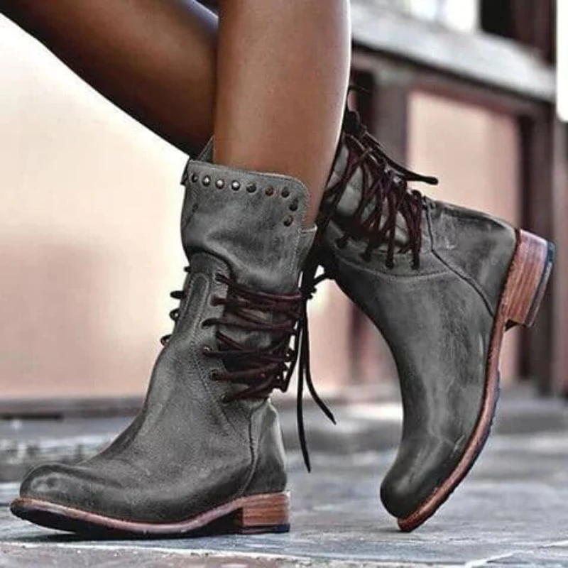 Dorothea™ - Lederstiefel mit Schnürsenkeln