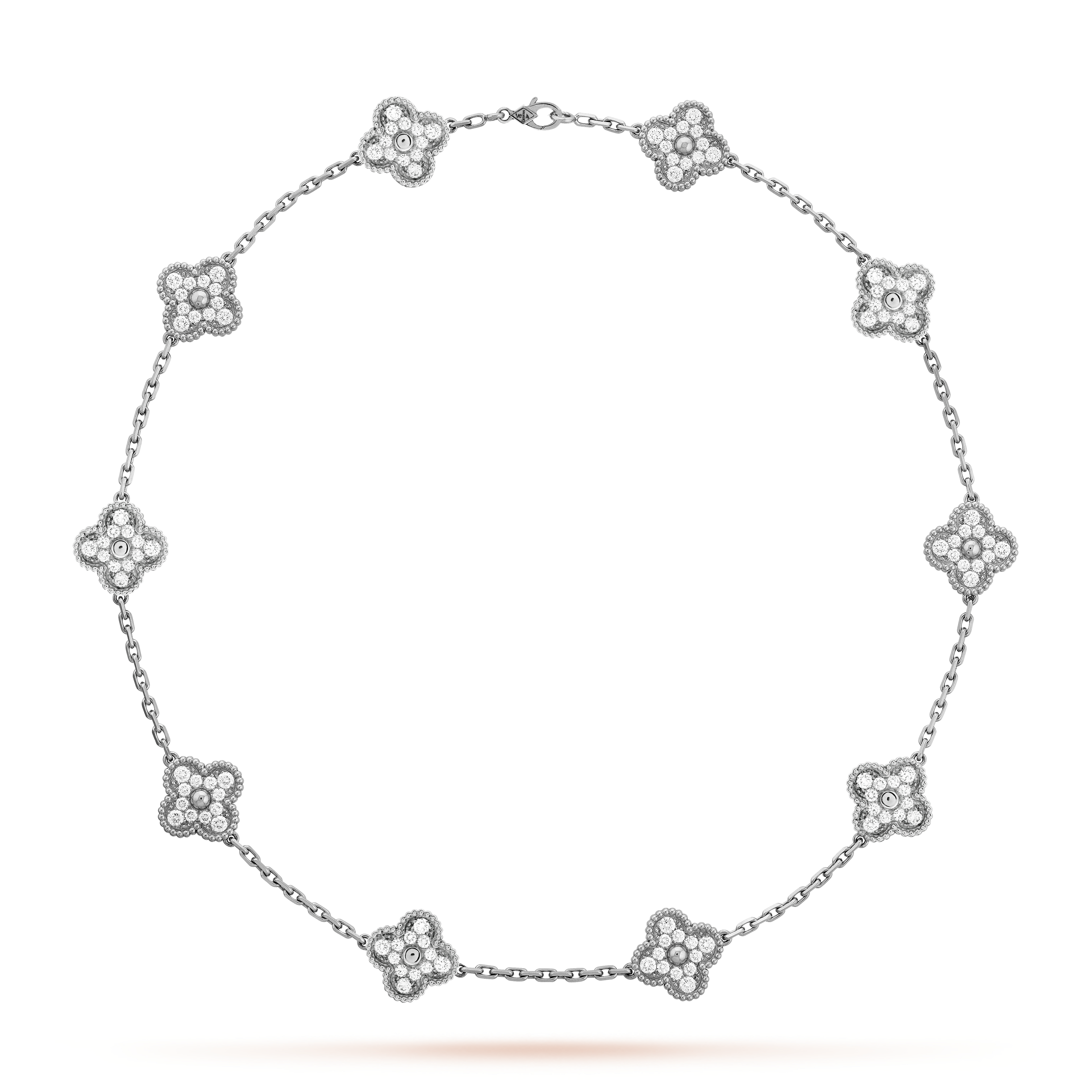 AUFWENDIGE QUADRIFOGLIO-HALSKETTE MIT 10 MOTIVEN – SILBER