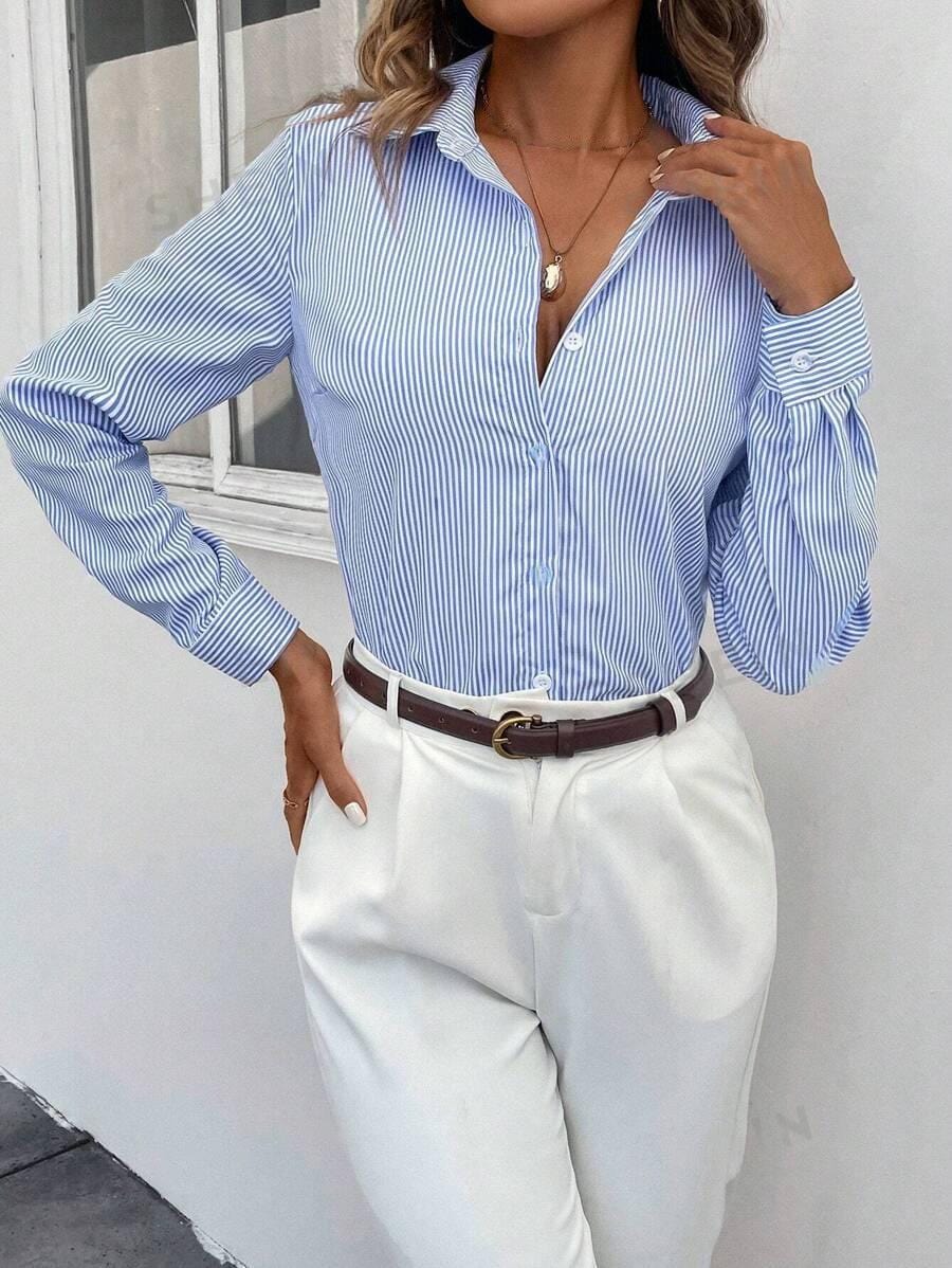 Damen-Bluse mit Streifen & taillierter Passform – Larissa