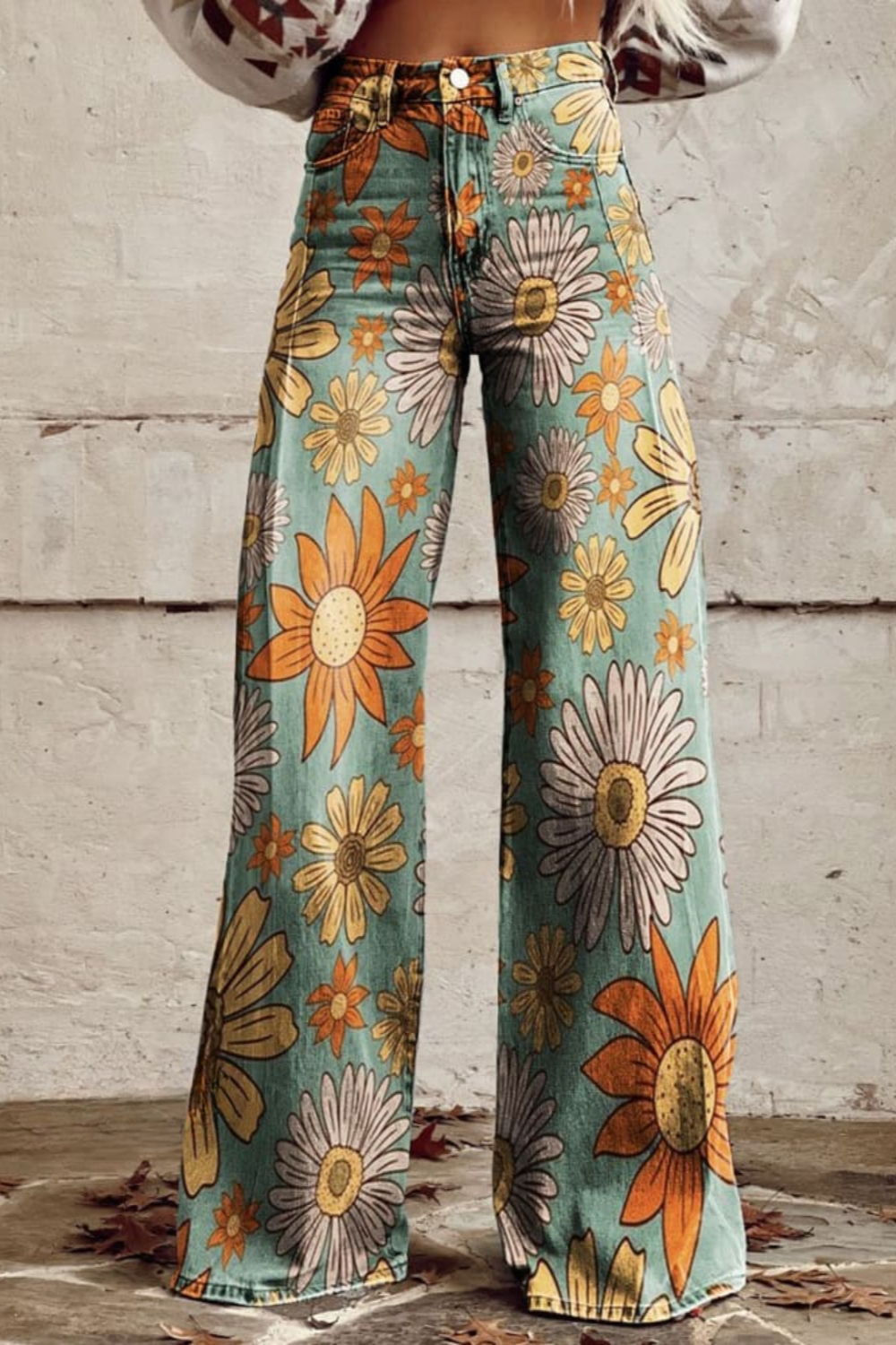 Juliette - Daisy Floral Print Hose mit weitem Bein