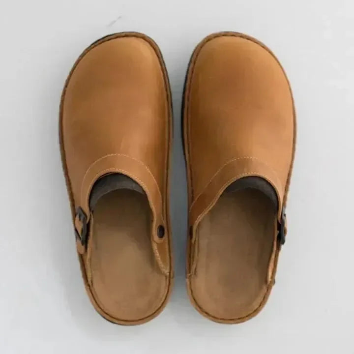 Beige Orthopädische Lederpantoffeln - Claude
