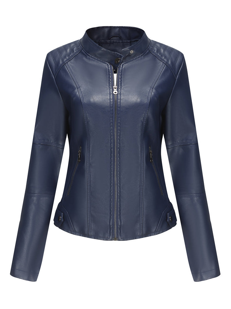 Stylische Lederjacke mit Reißverschluss