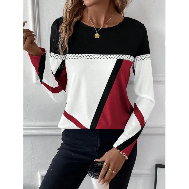 Leuchtendes Farbblock Shirt Damen