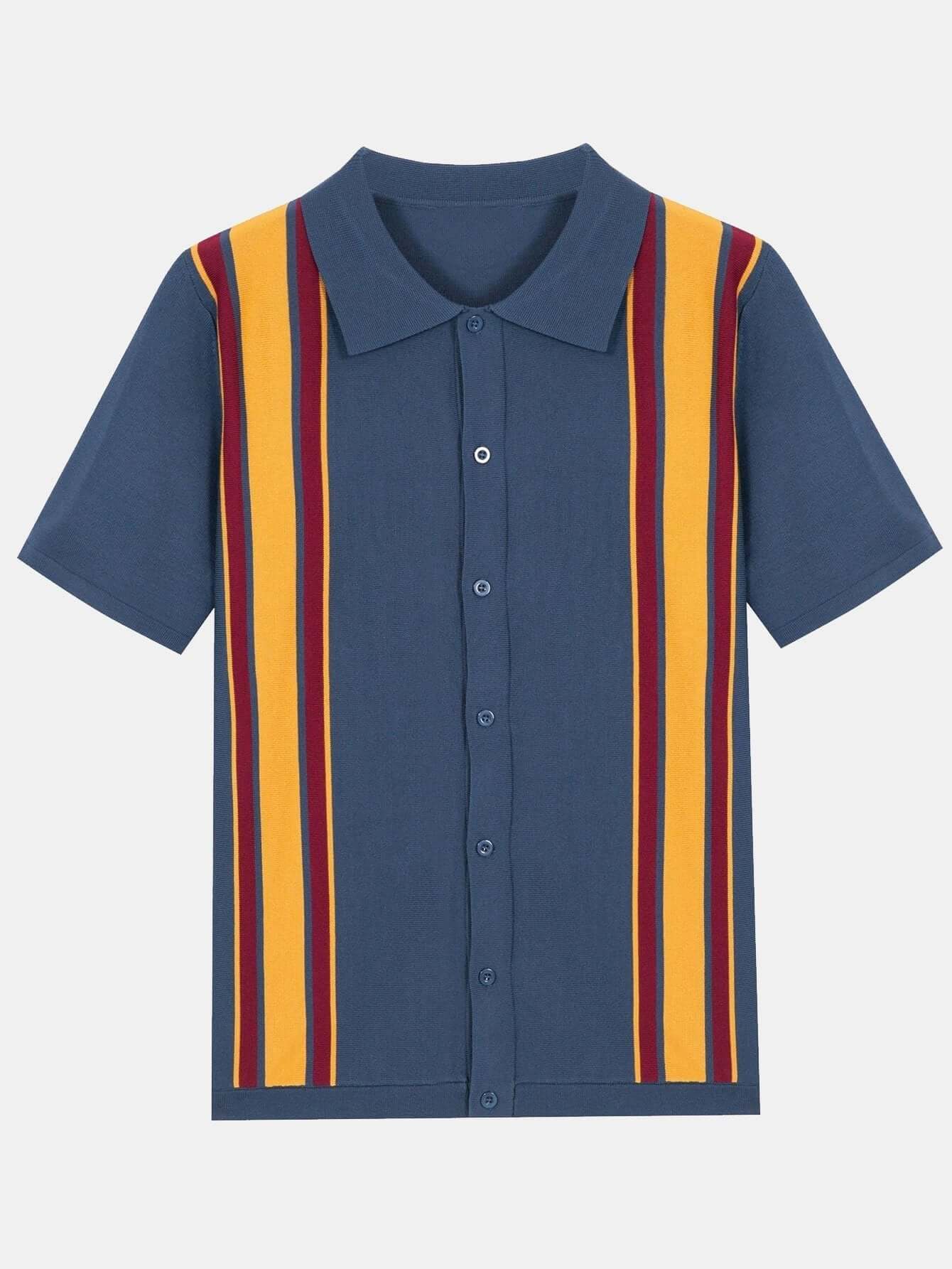 Gestreiftes Herren-Poloshirt mit Knöpfen