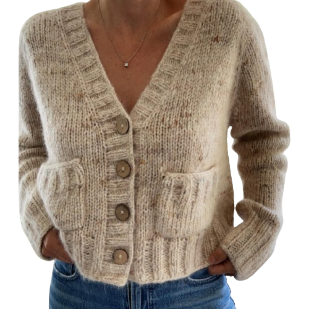 Roswitha | Damen Knopf Daunen Strickjacke | Warme