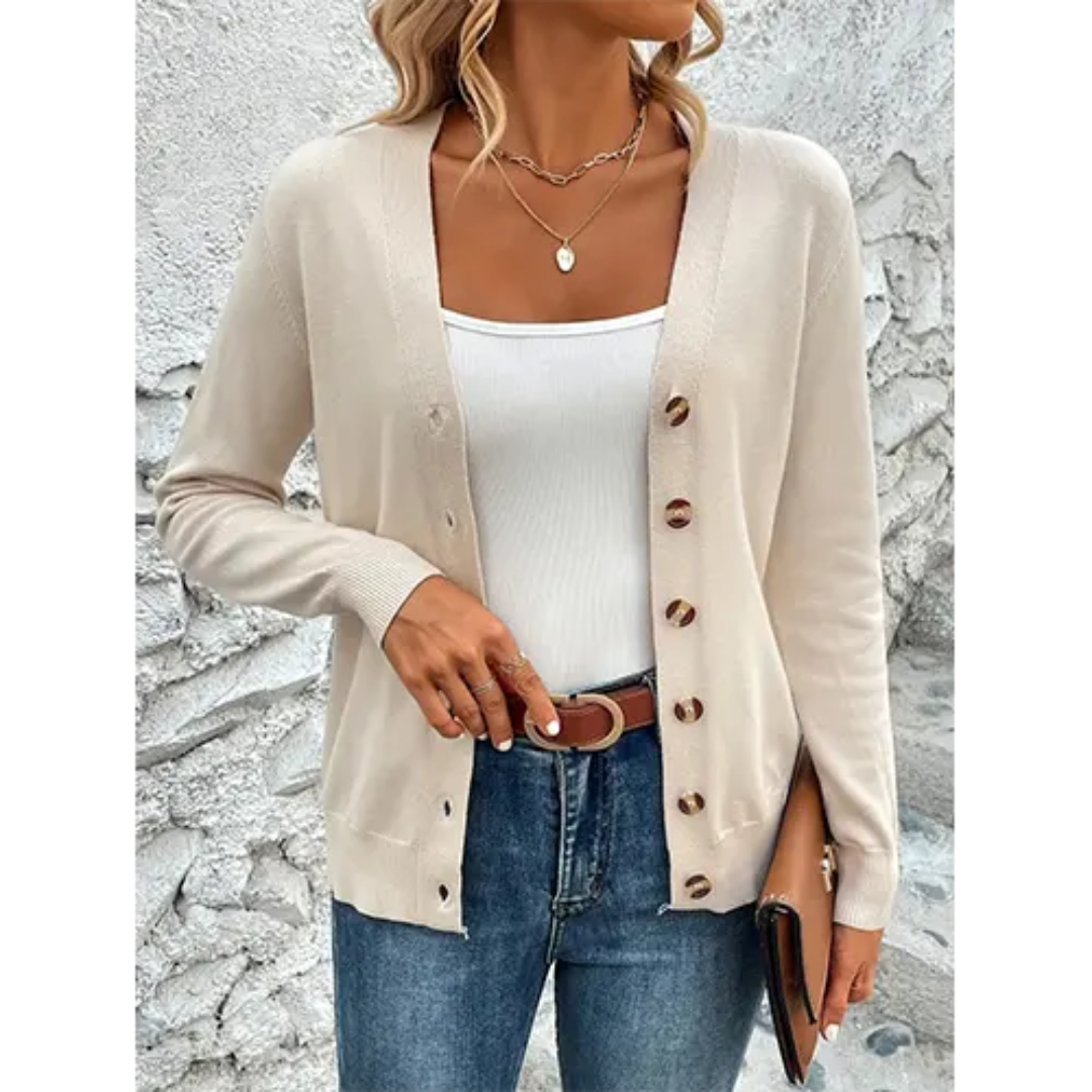 Payton | Damen Knopf Daunen Strickjacke | Langarm