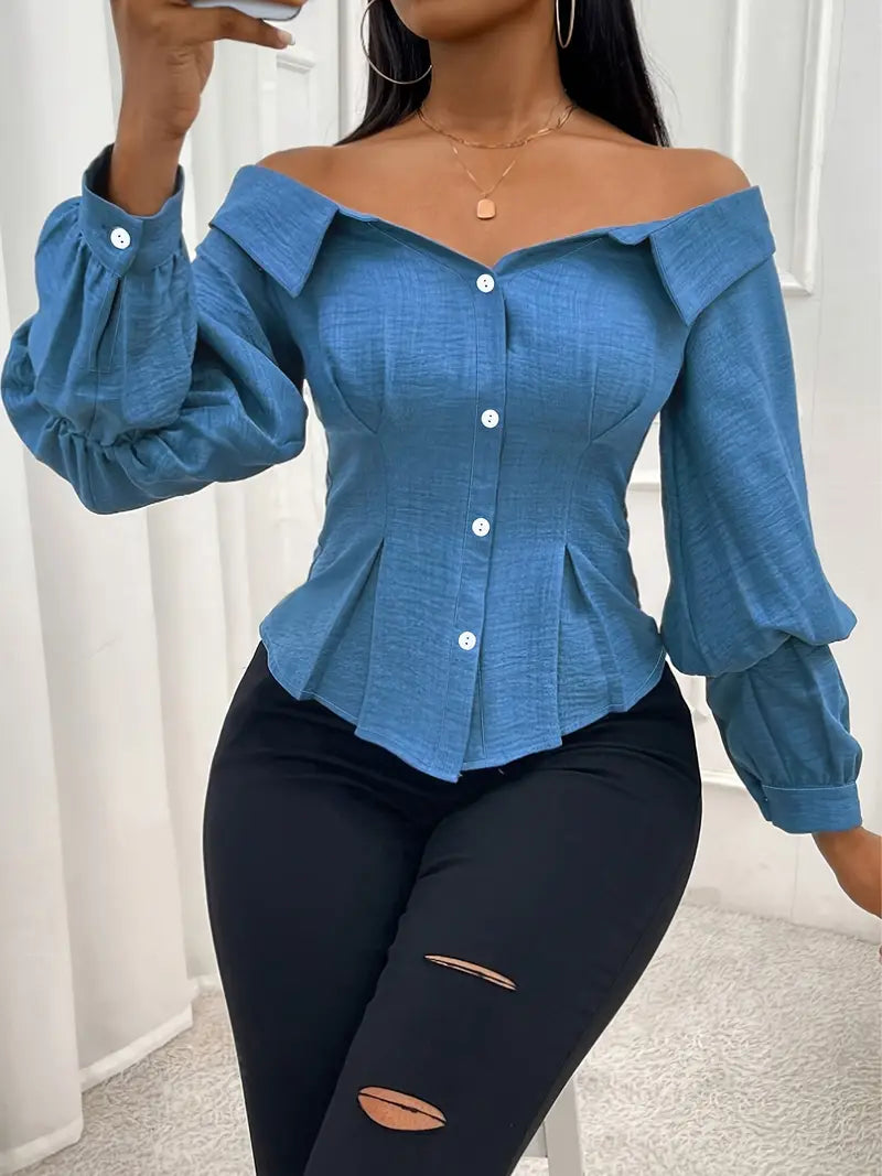 Elegante schulterfreie Bluse langarm