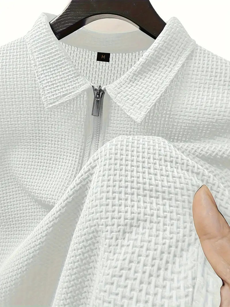 Herren Polo Shirt Sommer Waffelstrick Atmungsaktiv – Lureno