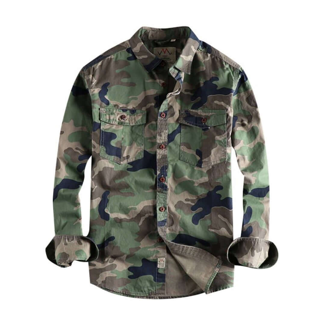 Robustes Herren Langarmhemd Camouflage