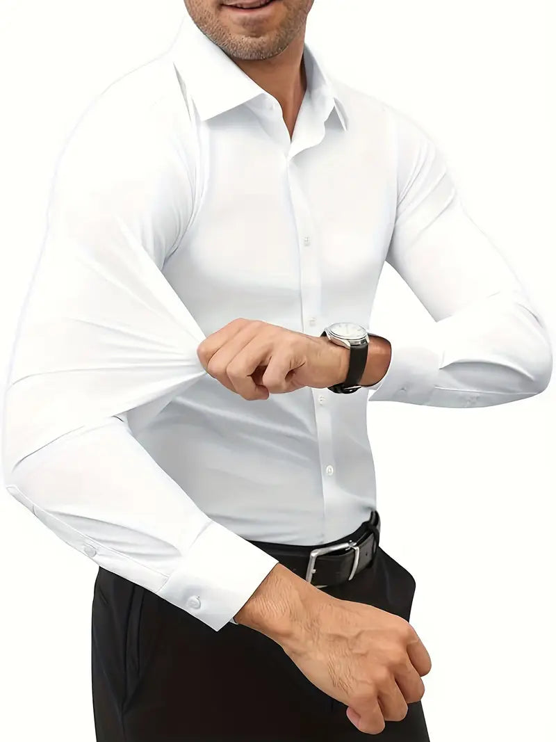 Schwarzes Herrenhemd Elegant Slim Langarm – Alviro