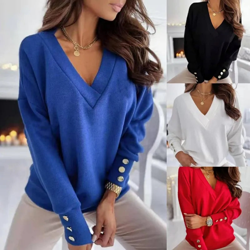 Winterpullover mit V-Ausschnitt für Frauen