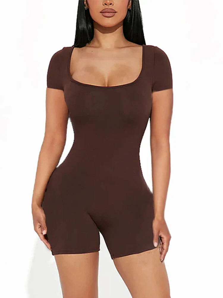 Hollye - Stilvolles Kaffeebraunes Bodycon-Jumpsuit