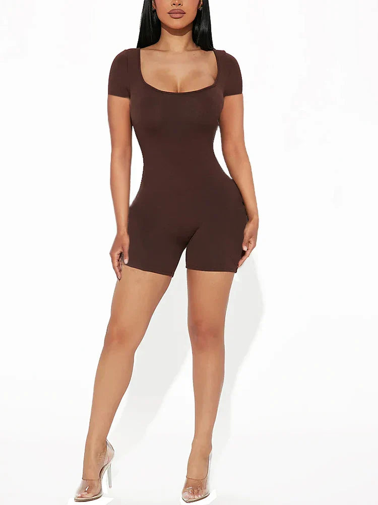 Hollye - Stilvolles Kaffeebraunes Bodycon-Jumpsuit