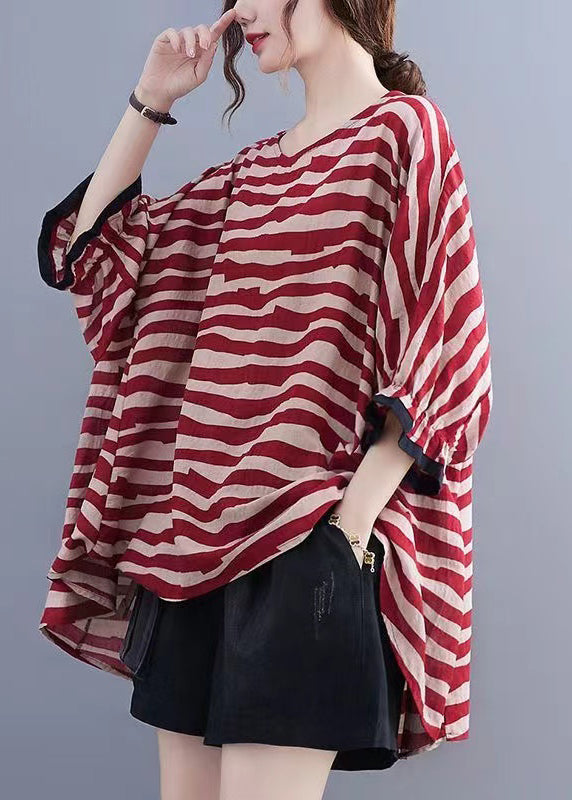 Aislin | Boutique Gestreiftes Asymmetrisches Baumwoll-Top