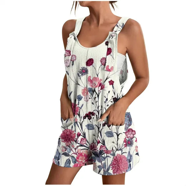 Daiana - Grauer Sommerlicher Kurzer Jumpsuit
