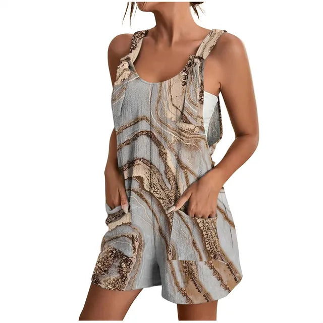 Daiana - Grauer Sommerlicher Kurzer Jumpsuit
