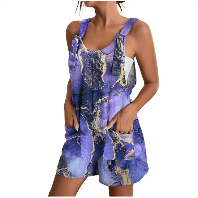 Daiana - Grauer Sommerlicher Kurzer Jumpsuit