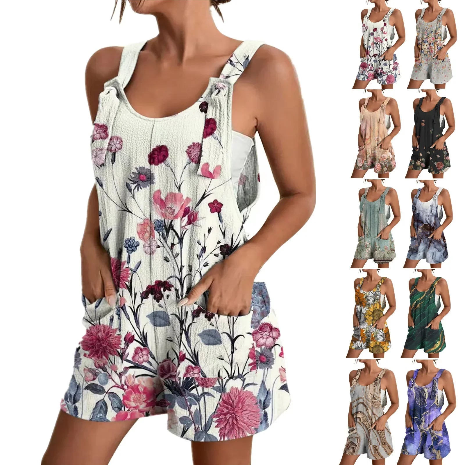 Daiana - Grauer Sommerlicher Kurzer Jumpsuit