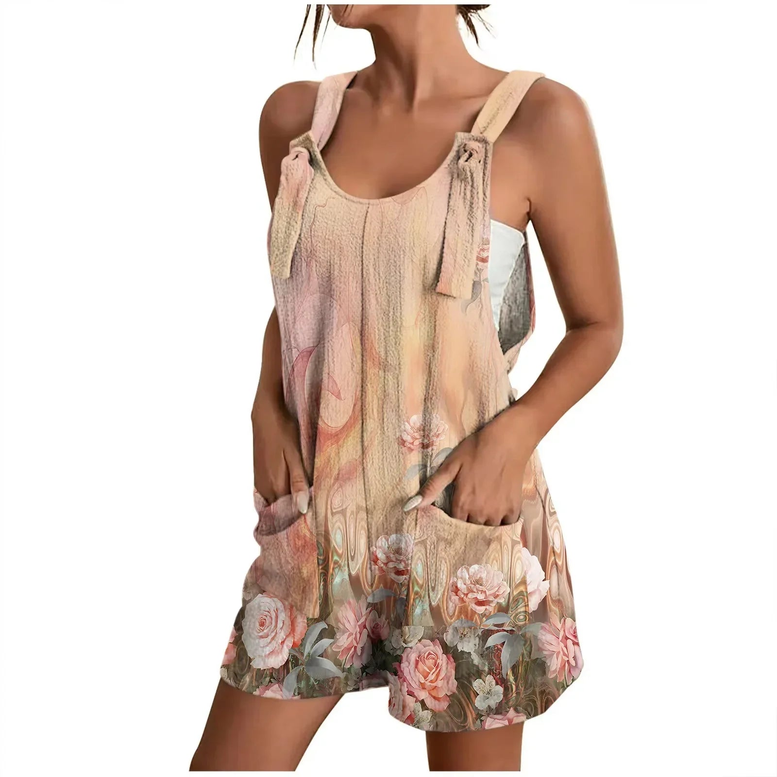 Daiana - Grauer Sommerlicher Kurzer Jumpsuit