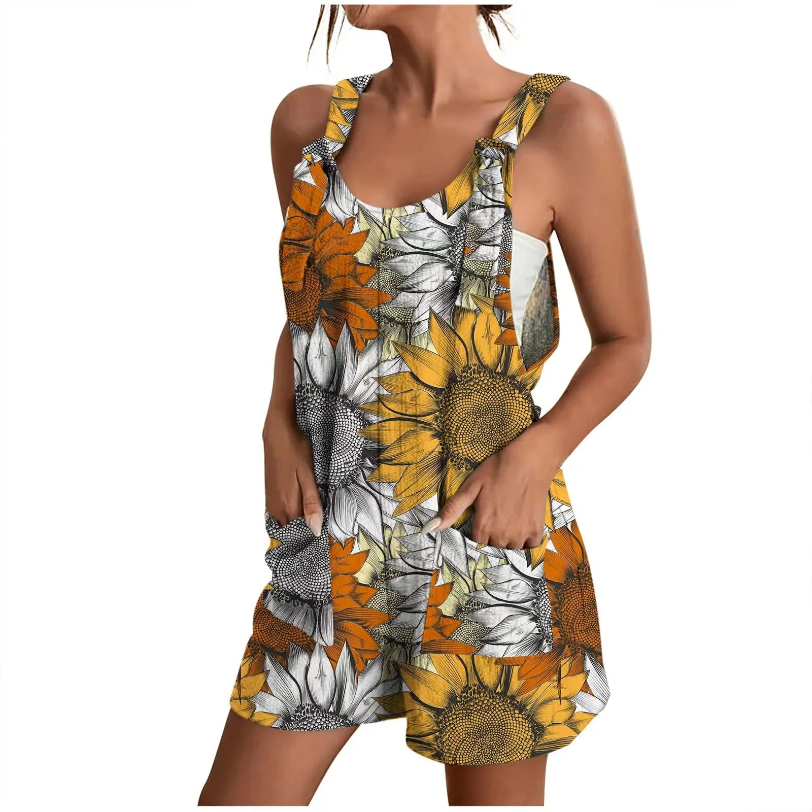 Daiana - Grauer Sommerlicher Kurzer Jumpsuit
